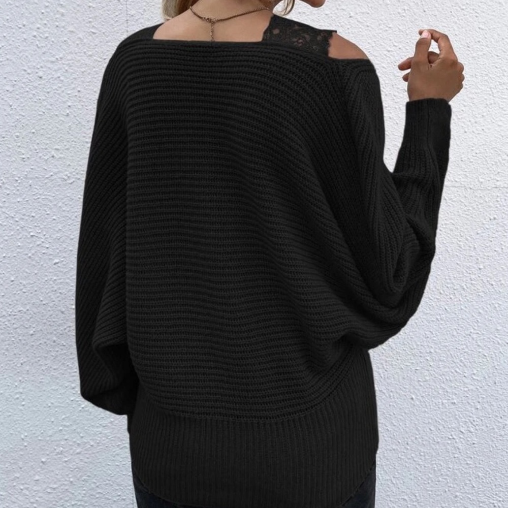 Cold shoulder dolman sleeve sweater gray - Picture 13 of 15